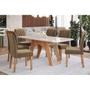 Imagem de Conjunto: Mesa de Cozinha Carol Tampo Madeirado c/ Vidro 180x90cm e 6 Cadeiras Juliana Nature- Madeirado/Off White-Suede Joli Capuccino - Cimol