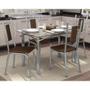 Imagem de Conjunto: Mesa de Cozinha Elba c/ Tampo de Vidro 120cm + 4 Cadeiras Florença Cromado/Marrom - Kappesberg