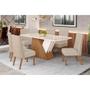 Imagem de Conjunto: Mesa de Cozinha Épic SC24 Tampo Madeirado c/ Vidro Canto Curvo 160x90cm e 6 Cadeiras Anne Nature/Courano/Creme - Henn