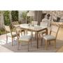 Imagem de Conjunto: Mesa de Cozinha Petra Tampo Madeirado c/ Vidro 90x160cm e 6 Cadeiras Lola Carvalho/Off White/Vidro Off White - Linho Beg - Kappesberg