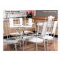 Imagem de Conjunto: Mesa de Cozinha Reno c/ Tampo de Vidro 150cm + 6 Cadeiras Florença Cromada - Assento Preto - Kappesberg