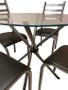 Imagem de Conjunto Mesa de cozinha Sala de Jantar M-QUE redonda 90cm Vidro incolor de 8mm + 4 cadeiras Slim reforçadas cor Chumbo cinza assento Preto fosco Off 