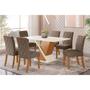 Imagem de Conjunto: Mesa de Cozinha Solus Tampo Madeirado c/ Vidro Canto Reto 160x90cm e 6 Cadeiras Vita Nature/Suede Light Bege - Henn