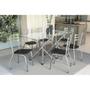 Imagem de Conjunto: Mesa de Cozinha  Volga c/ Tampo de Vidro 150cm + 6 Cadeiras Portugal Cromada - Assento Preto - Kappesberg
