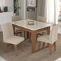 Imagem de Conjunto Mesa de Jantar 120 cm com 4 cadeiras Rio Multimóveis EX1005 Madeirado/Off White/Bege