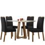 Imagem de Conjunto Mesa de Jantar 1,20m Lectus Tampo com Vidro e 4 Cadeiras Mariah Amendoa/Off White/Ja03 - New Ceval