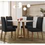 Imagem de Conjunto Mesa de Jantar 1,20m Lectus Tampo com Vidro e 4 Cadeiras Mariah Amendoa/Off White/Ja03 - New Ceval