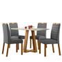 Imagem de Conjunto Mesa de Jantar 1,20m Lectus Tampo em MDF com Vidro e 4 cadeiras Mariah Ypê/Off White/Ja02 - New Ceval