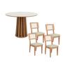 Imagem de Conjunto Mesa de Jantar 1,35m com Vidro + 4 Cadeiras em MDF