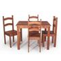 Imagem de Conjunto Mesa de Jantar 4 Lugares com 4 Cadeiras em Madeira Maciça Chocolate - Móveis Britz