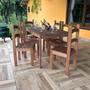 Imagem de Conjunto Mesa de Jantar 6 Lugares com 6 Cadeiras em Madeira Maciça Chocolate - Móveis Britz