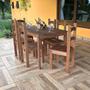 Imagem de Conjunto Mesa de Jantar 6 Lugares com 6 Cadeiras em Madeira Maciça Chocolate - Móveis Britz