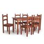 Imagem de Conjunto Mesa de Jantar 6 Lugares com 6 Cadeiras em Madeira Maciça Chocolate - Móveis Britz