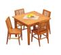 Imagem de Conjunto Mesa de Jantar 80x80cm 4 Cadeiras Conforto Madeira de Demolição Peroba Rosa Natural