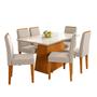 Imagem de Conjunto Mesa de Jantar Bárbara 1,60m Tampo de Madeira com Vidro Colado com 6 Cadeiras Ana Cor Ypê Offwhite WD22 New Ceval