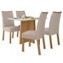 Imagem de Conjunto Mesa de Jantar Celebrare 1,20 c/ vidro e 4 cadeiras Apogeu Tecido Veludo Naturale Creme Amendoa Clean/off White