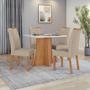 Imagem de Conjunto Mesa de Jantar Celebrare 1,20 com vidro e 4 cadeiras Apogeu Tecido Linho Rinzai Bege Amendoa Clean/off White