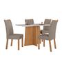 Imagem de Conjunto Mesa de jantar Celebrare 1,20 com vidro e 4 Cadeiras Apogeu Tecido Suede Animale Bege Amendoa Clean / off White