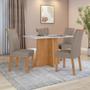 Imagem de Conjunto Mesa de jantar Celebrare 1,20 com vidro e 4 Cadeiras Apogeu Tecido Suede Animale Bege Amendoa Clean / off White
