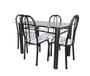 Imagem de Conjunto MESA DE JANTAR COM 4 CADEIRAS M-KE 1.20m tampo vidro material AÇO COR CRAQUEADA chumbo