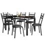 Imagem de Conjunto Mesa de Jantar com 6 Cadeiras 161 Malva Tampo Vidro 140cm SF Preto Assento Andorinha - Combo Stock