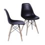 Imagem de Conjunto Mesa de Jantar Cone Redonda 90 cm Ébano + 4 Cadeiras Eames Dkr Wood Preta