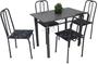 Imagem de Conjunto Mesa de Jantar de cozinha 1.00m em aço com 4 cadeiras POP tampo de granito verdadeiro 15mm cor da mesa chumbo assento Floral preto Campeã de 