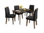 Imagem de Conjunto Mesa de Jantar de Cozinha JAD Pés e Cadeiras 100% Madeira Com Tampo MDF Com Vidro Sobreposto Estilo Retrô Cor Preto/Black Com Marrom