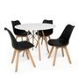 Imagem de Conjunto Mesa De Jantar Eiffel 80cm Branca 4 Cadeiras Preta