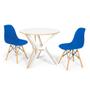 Imagem de Conjunto Mesa de Jantar Encaixe Itália 100cm com 2 Cadeiras Eames Eiffel - Azul