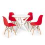 Imagem de Conjunto Mesa de Jantar Encaixe Itália com 4 Cadeiras Eames Eiffel - Vermelho
