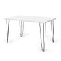 Imagem de Conjunto Mesa de Jantar Hairpin 130x80 Branca com 6 Cadeiras Eiffel Leda - Preto