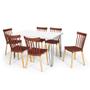 Imagem de Conjunto Mesa de Jantar Hairpin 130x80 Branca com 6 Cadeiras Eiffel Windsor - Marrom