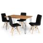 Imagem de Conjunto Mesa de Jantar Hairpin 130x80 Natural com 4 Cadeiras Eiffel Gomos - Preto