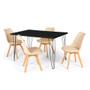 Imagem de Conjunto Mesa de Jantar Hairpin 130x80 Preta com 4 Cadeiras Eiffel Leda - Nude