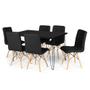 Imagem de Conjunto Mesa de Jantar Hairpin 130x80 Preta com 6 Cadeiras Eiffel Gomos - Preto