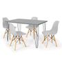 Imagem de Conjunto Mesa de Jantar Hairpin 130x80 Volpi com 4 Cadeiras Eames Eiffel - Cinza