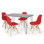 Imagem de Conjunto Mesa de Jantar Hairpin 130x80 Volpi com 4 Cadeiras Eames Eiffel - Vermelho