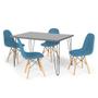 Imagem de Conjunto Mesa de Jantar Hairpin 130x80 Volpi com 4 Cadeiras Eiffel Botonê - Turquesa