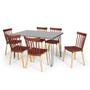 Imagem de Conjunto Mesa de Jantar Hairpin 130x80 Volpi com 6 Cadeiras Eiffel Windsor - Marrom