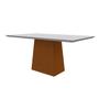 Imagem de Conjunto Mesa de Jantar Jasmin 1,60m Tampo de Madeira com Vidro Colado com 6 Cadeiras Amanda Cor Ypê  Offwhite WD22 New Ceval