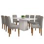 Imagem de Conjunto Mesa de Jantar Jasmin 1,80m Tampo de Madeira com Vidro Colado com 8 Cadeiras Ana Cor Off White  Ypê WD25 New Ceval