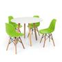 Imagem de Conjunto Mesa de Jantar Laura 100cm Branca com 4 Cadeiras Charles Eames - Verde