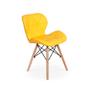 Imagem de Conjunto Mesa de Jantar Laura 100cm Preta com 4 Cadeiras Eames Eiffel Slim - Amarela