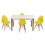 Imagem de Conjunto Mesa de Jantar Luiza 135cm Branca com 4 Cadeiras Eames Eiffel - Amarelo