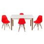 Imagem de Conjunto Mesa de Jantar Luiza 135cm Branca com 4 Cadeiras Eames Eiffel - Vermelho