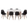 Imagem de Conjunto Mesa de Jantar Luiza 135cm Branca com 6 Cadeiras Eames Eiffel - Preto