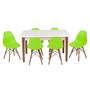 Imagem de Conjunto Mesa de Jantar Luiza 135cm Branca com 6 Cadeiras Eames Eiffel - Verde