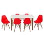 Imagem de Conjunto Mesa de Jantar Luiza 135cm Branca com 6 Cadeiras Eames Eiffel - Vermelho