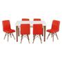Imagem de Conjunto Mesa de Jantar Luiza 135cm Branca com 6 Cadeiras Gomos - Vermelho